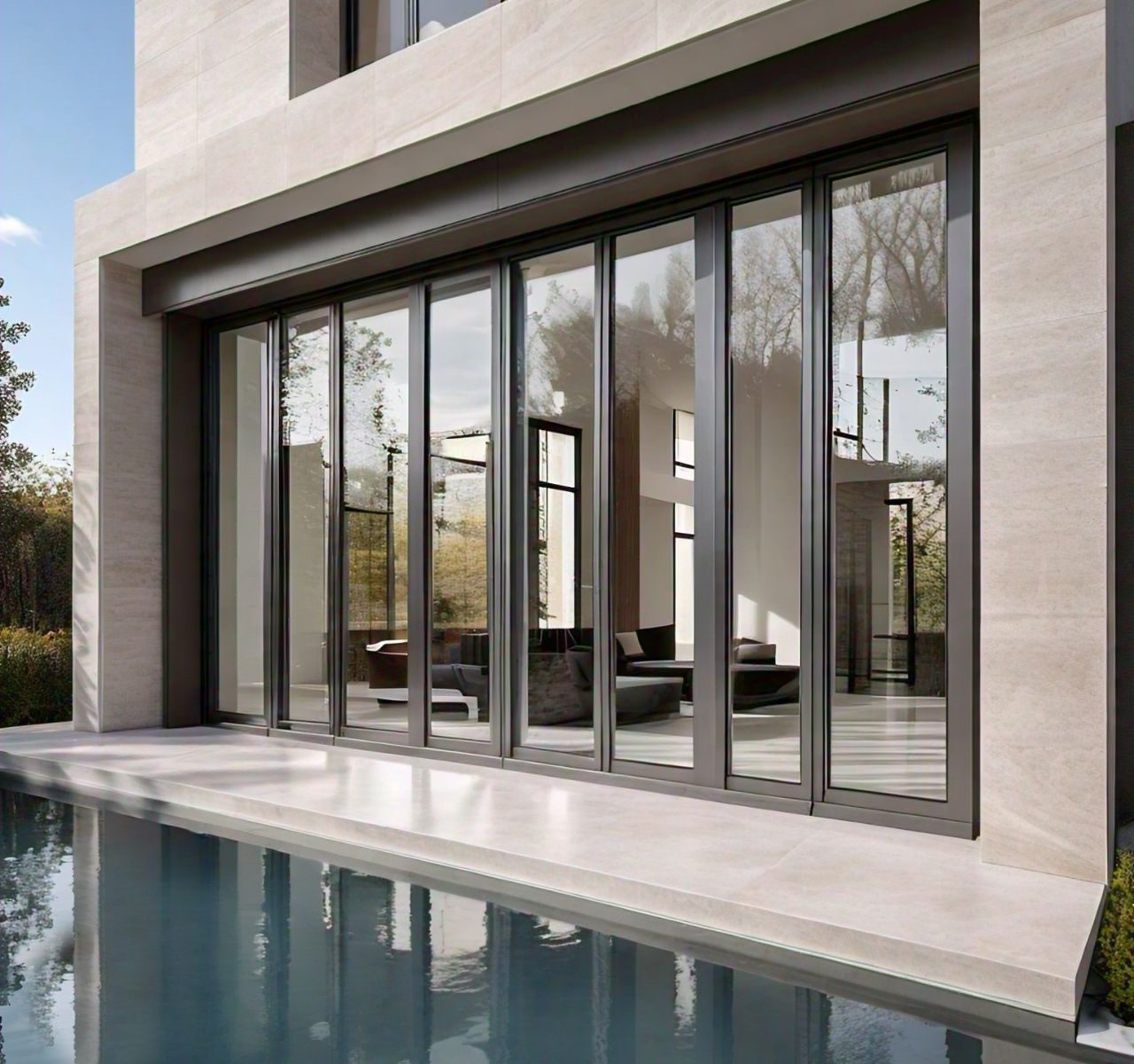 Stunning Modern Glass Front Doors with Luxury Gold Leaf